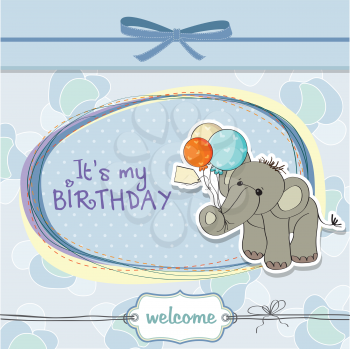 Royalty Free Clipart Image of a Birthday Invitation With an Elephant