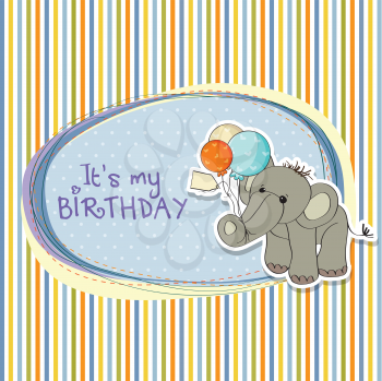 Royalty Free Clipart Image of a Birthday Invitation With an Elephant