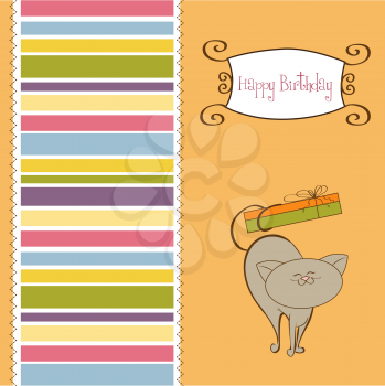 Royalty Free Clipart Image of a Birthday Card With a Cat on It