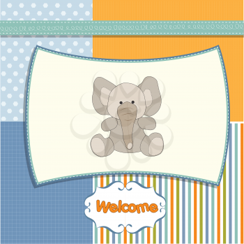 Royalty Free Clipart Image of a Welcome Card With an Elephant in the Centre