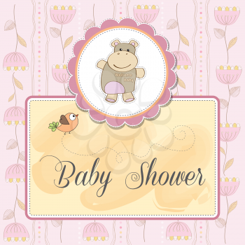 Royalty Free Clipart Image of Baby Shower Invitation With a Hippo