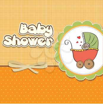 Royalty Free Clipart Image of a Baby Shower Background With a Carriage