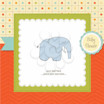 Royalty Free Clipart Image of a Baby Shower Invitation With an Elephant on It
