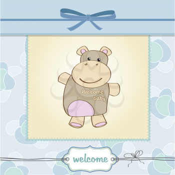 Royalty Free Clipart Image of a Baby Card With a Hippo
