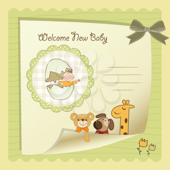 Royalty Free Clipart Image of a Baby Announcement for a Little Boy