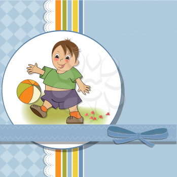 Royalty Free Clipart Image of a Little Boy Playing Ball