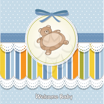 Royalty Free Clipart Image of a Baby Announcement With a Bear