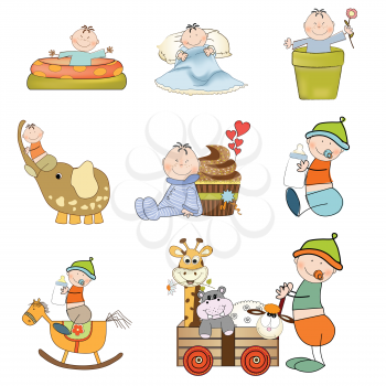 Royalty Free Clipart Image of Baby Boy Elements