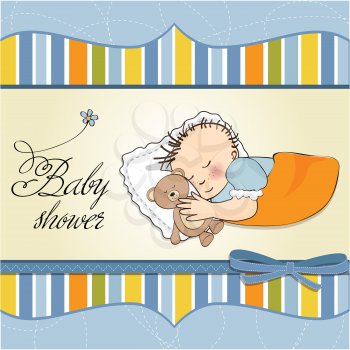 Royalty Free Clipart Image of Baby Shower Card for a Baby Boy