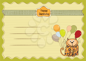 Royalty Free Clipart Image of a Birthday Card With a Cat