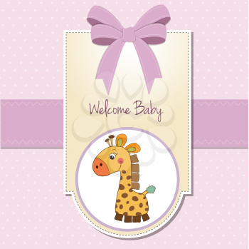 Royalty Free Clipart Image of a Birth Announcement With a Giraffe on It
