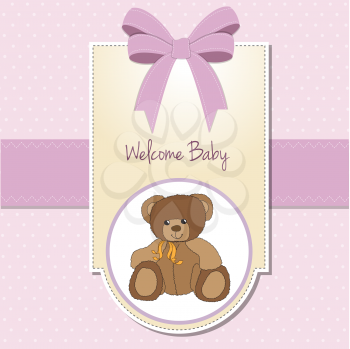 Royalty Free Clipart Image of a Welcome Baby Card for a Girl