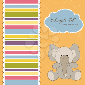 Royalty Free Clipart Image of a Greeting Card With an Elephant on It
