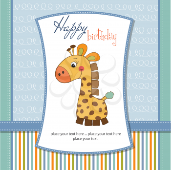 Royalty Free Clipart Image of a Birthday Card With a Giraffe on It