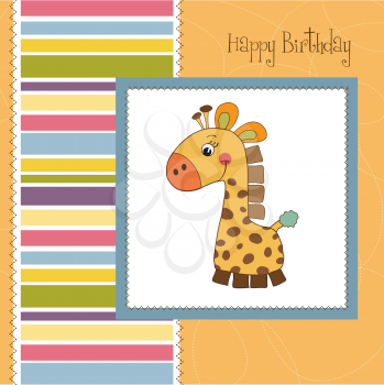 Royalty Free Clipart Image of a Card With a Giraffe on It