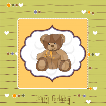 Royalty Free Clipart Image of a Birthday Greeting With a Bear on It