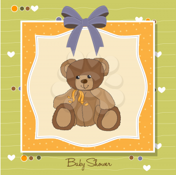 Royalty Free Clipart Image of a Baby Shower Invite With a Bear