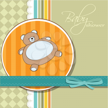 Royalty Free Clipart Image of a Baby Shower Invite With a Teddy Bear