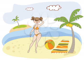 Royalty Free Clipart Image of a Woman at the Beach