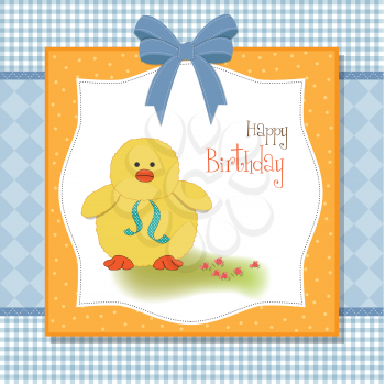 birthday card with little duck in vector format