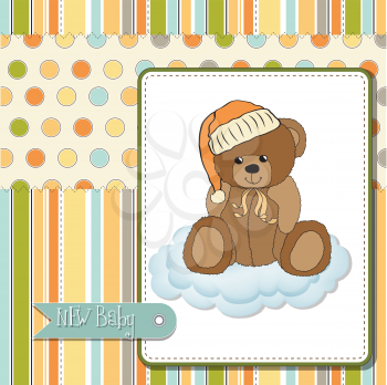 baby shower card with sleepy teddy bear