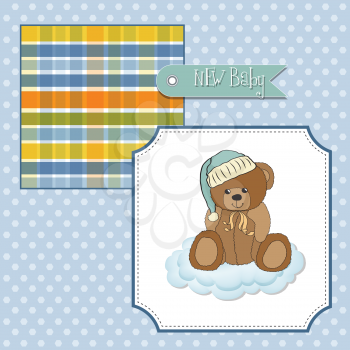 baby shower card with sleepy teddy bear