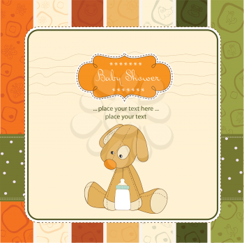 baby shower card with puppy, vector illustration