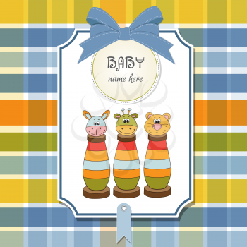 baby shower card with wooden toys