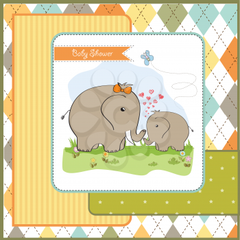 baby shower card with baby elephant and his mother