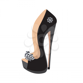 Luxury shoes on a high heel isolated on white background, vector illustration