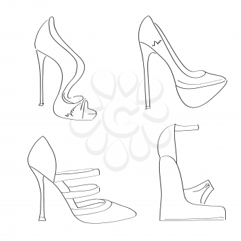 items shoes set on a high heel isolated on white background in vector format