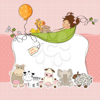 baby girl shower card with animals