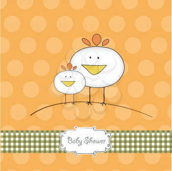 new baby announcement card with chicken and mother