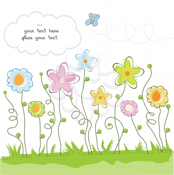Cute floral background, vector illustration