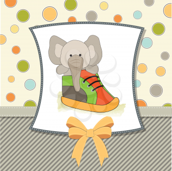 happy birthday card with an elephant hidden in a shoe