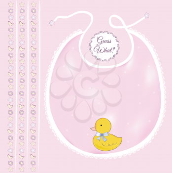 baby shower card with little duck, vector illustration