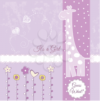 new baby announcement card with giraffe