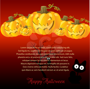 Halloween Illustration with Pumpkins for invite cards