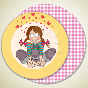 pretty young girl in love, illustration in vector format