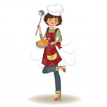 woman cooking, illustration in vector

