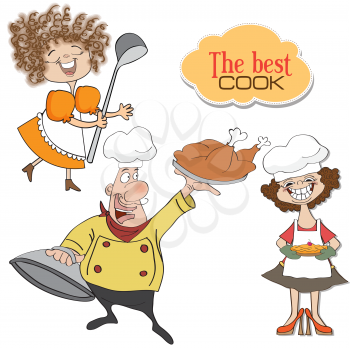 Royalty Free Clipart Image of Chefs