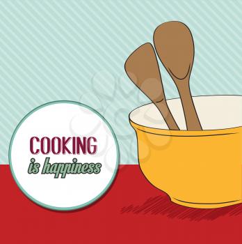 background with kitchen cooking wooden utensils storage pot, vector format