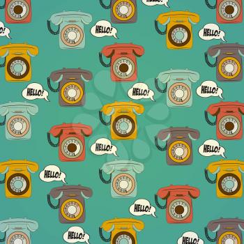 background with retro phone, illustration in vector format