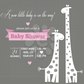 Baby girl  invitation for baby shower, vector format