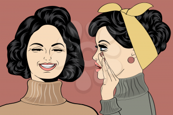 pop art retro women in comics style that gossip, vector illustration