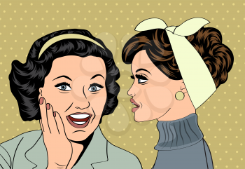 pop art retro women in comics style that gossip, vector illustration