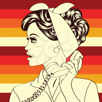 pop art cute retro woman in comics style , vector illustration