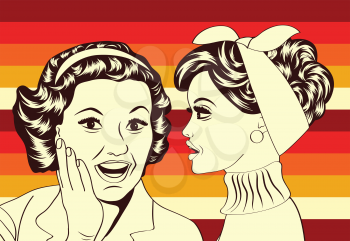 pop art retro women in comics style that gossip, vector illustration