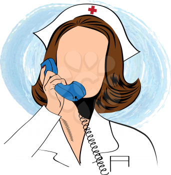 Beautiful friendly and confident nurse talking by phone , vector illustration