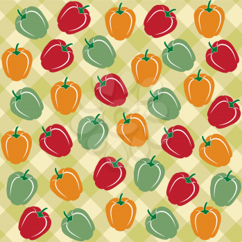 Seamless pattern of sweet peppers of different colors, vector format